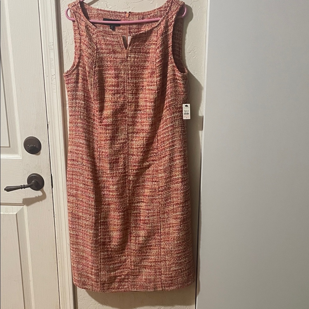 Talbots Red and Pink Tweed Midi Dress